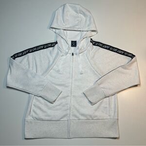 Nike Dri-FIT White Heather Grey Just Do It Logo Tape Full Zip Training Hoodie